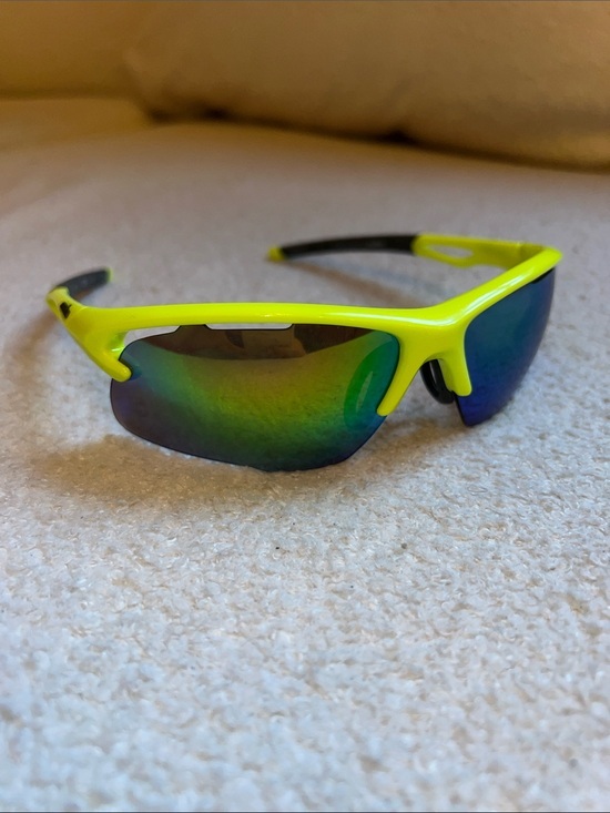 Other - Neon Yellow Sport Sunglasses with Mirrored Green Lenses